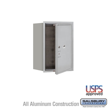 6 Door High Recessed Mounted 4C Horizontal Parcel Locker with 1 Parcel Locker in Aluminum with USPS Access - Front Loading